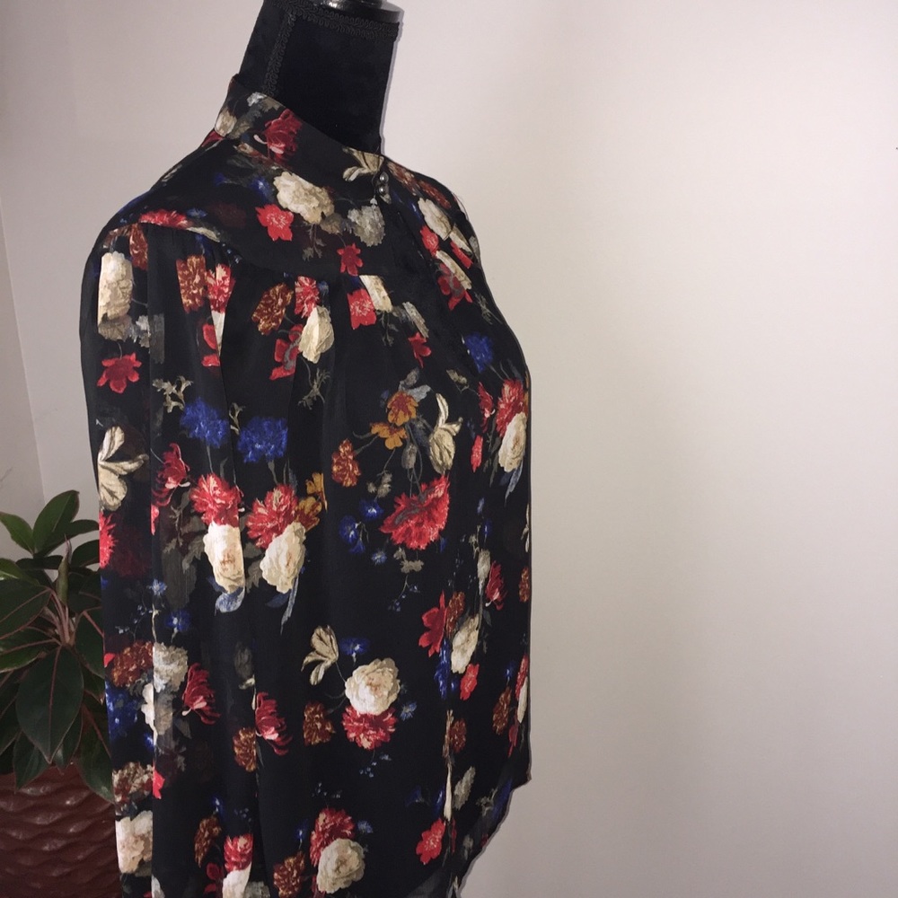 LUCKY BRAND Blouse Floral Sheer XS - Picture 6 of 8